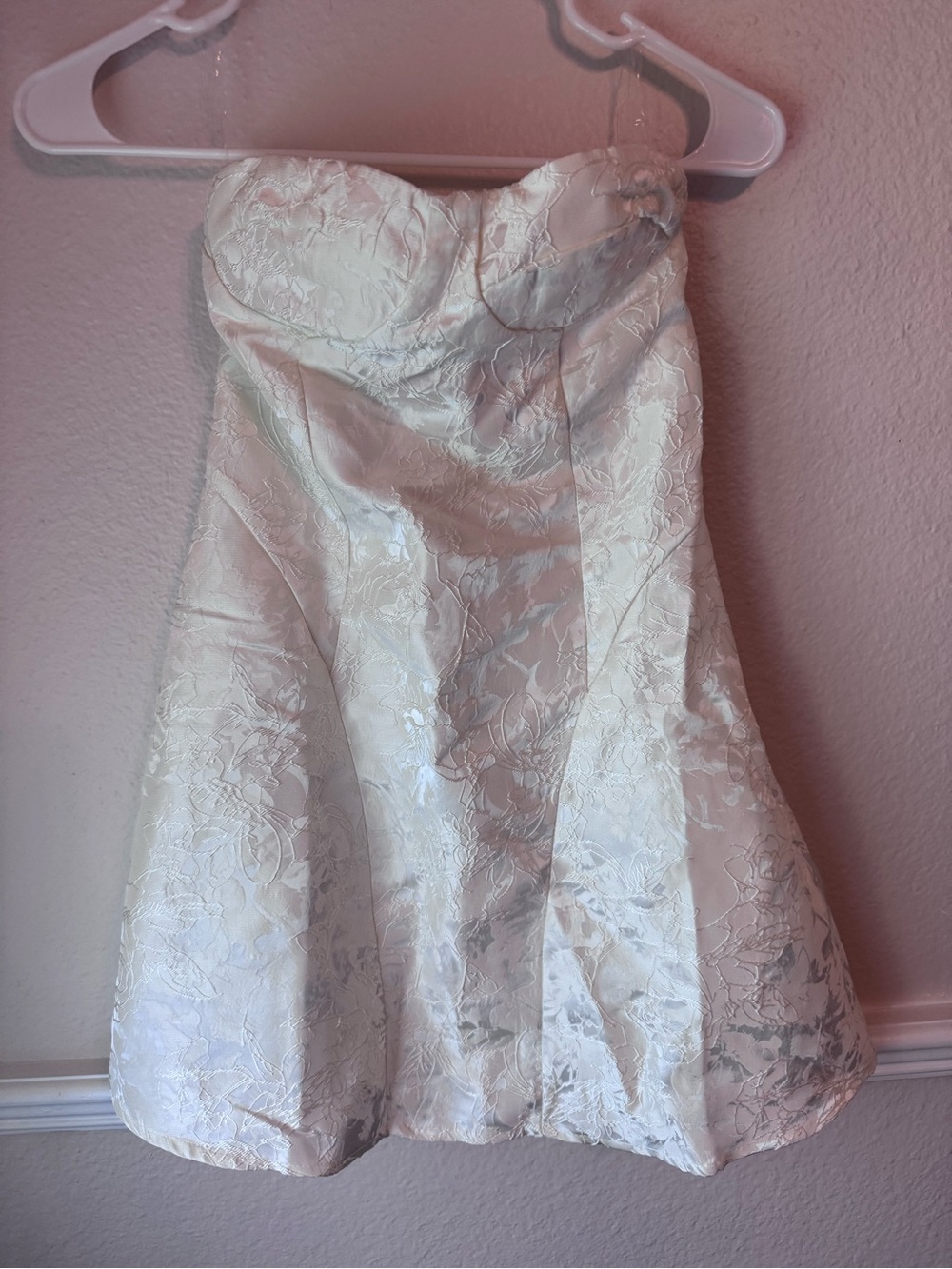 NWT Peppermayo Strapless Cream Floral Brocade Mini Dress